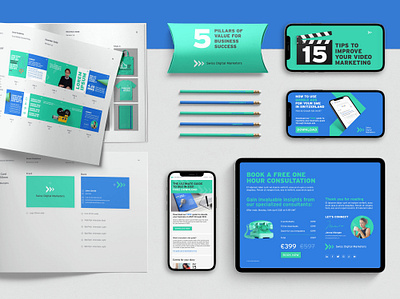 Digital Marketers - Brand Guidelines & Collateral agency brand guidelines branding digital marketing ebook green and blue logo social media switerland tech