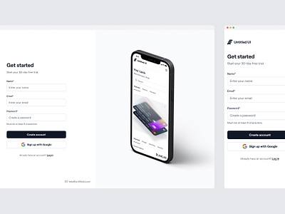 Minimal app sign up page — Untitled UI create account figma form log in login minimal minimalism sign in sign up signin signup split screen user interface web design webflow
