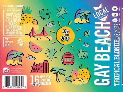 Gay Beach Tropical Blonde beer california fruit graphic design illustration lgbtqia pride san francisco