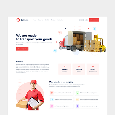 California Moving Company Landing Page california clean company dailyui design designer landing landingpage minimalism ui webdesign