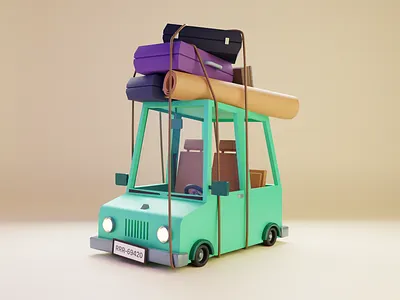 Vacation Time 3d blender car illustration stylized suitcases vacation vehicle