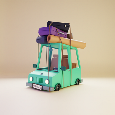 Vacation Time 3d blender car illustration stylized suitcases vacation vehicle