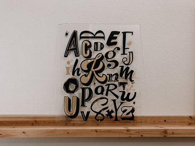 Revers Glass Gild and Hand Painted Alphabet alphabet alphabet lettering exploration custom glass gilding sign gold leaf artwork hand painted sign unique hand lettering