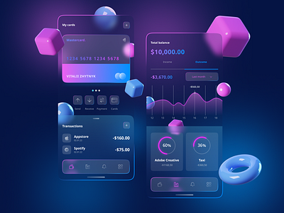 Universal Mobile Wallet App app banking claymorphism design glassmorphism ios mobile mobile design neumorphism ui ux wallet wallet app web design