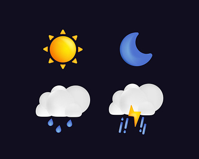 Weather icons. Rain drops, sun, lightning and thunder. climate design graphic design lightning moon sun vector web