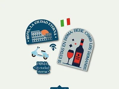Stickers. Roma, La ciudad eterna. badge chile design flat design illustration italia roma stickers