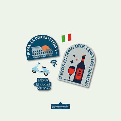 Stickers. Roma, La ciudad eterna. badge chile design flat design illustration italia roma stickers