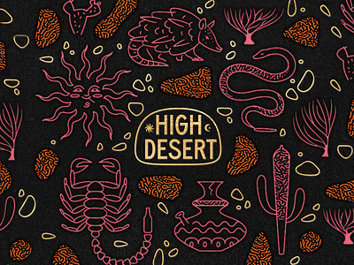 High Desert Pattern branding cannabis characters desert illustration letterpress pattern