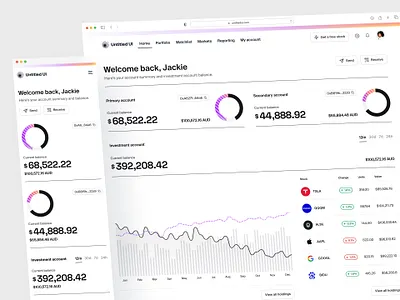 Brokerage dashboard — Untitled UI bar chart bar graph brokerage charts dashboard figma fintech graphs investing investment line chart line graph nav pie chart product design saas table ui design user interface ux design