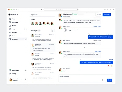 Dashboard messaging — Untitled UI chat email figma imessage live chat messages messaging messenger minimal nav navigation product design sidenav ui ui design user interface ux ux design