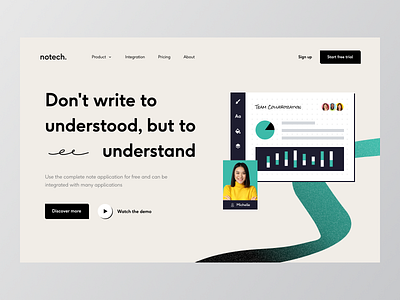 notech. - SaaS hero section 📔 business classic green header hero hero section homepage landing page note saas saas website ui ux webflow website