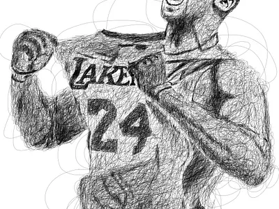 Kobe Bryant Scribble Art art basketball black and white illustration legend nbl photoshop rest in love scribble art