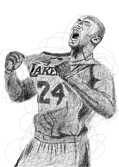 Kobe Bryant Scribble Art art basketball black and white illustration legend nbl photoshop rest in love scribble art