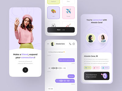 Kanca - Make a Friend Mobile App apps chat clean connection friends make a friend mobile apps ui ui design uiux ux