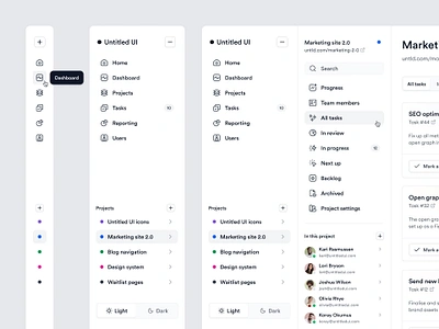 Three-tier sidebar navigation — Untitled UI design system icons minimal nav nav menu navigation product design side nav sidebar sidenav ui ui design user interface ux ux design