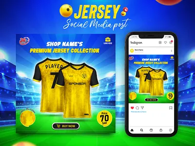 Jersey Social Media Ads ads banner advertising branding design facebook post football graphic design illustration jersey banner sports vector