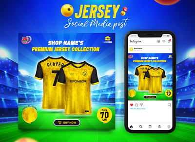 Jersey Social Media Ads ads banner advertising branding design facebook post football graphic design illustration jersey banner sports vector