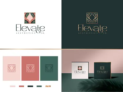 Elevate Aesthetics Co. - Logo design abstract beauty studio brand branding classy creative decorative design elegant graphic design hand drawn logo luxury typographic