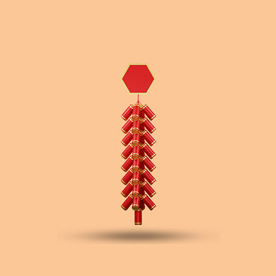 3D firecracker minimalism icon. 3d app chinese clean cute firecracker graphic design modern new year ui