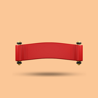 3D Red scroll paper minimalism icon. 3d app clean cute design graphic design illustration modern paper red scroll ui