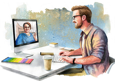 Illustration for a currency site. №5 aquarelle art design face illustration logo man nature people sketch ui watercolor watercolour woman