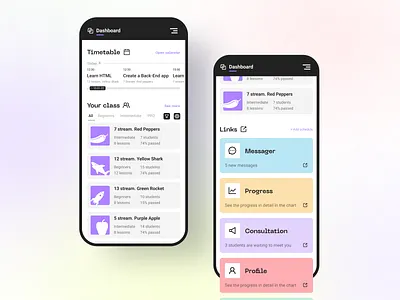 Mobile design Education dashboard app dashboard design mobile ui ux