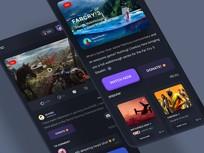 Game Streaming Application app app design clean game gaming gamng app live live stream mobile mobile design stream streaming app ui user interface ux web web design