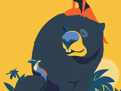 Diprotodon animal art australia cassowary digitalart diprotodon drawing illustration illustrator vector