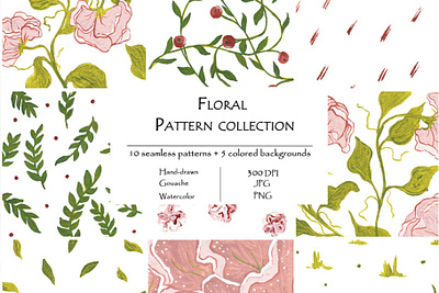 Floral pattern collection botanical collection fabric design floral gouache illustration nature pattern print spring watercolor wrapping