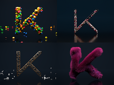 3D practices, simulations 3d cinema 4d k letter refraction wannabelike с4d