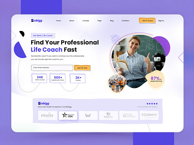 Life Coaching Landing Page Design banner design branding creative design design digital educations digital learning website education landing page educational website landign page landing page ui online coaching online educations online learning typography ui uiux ux web design web design landing page website