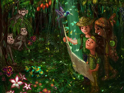 Jungle detail adventure children childrens illustration digital illustration illustration jungle kids rainforest