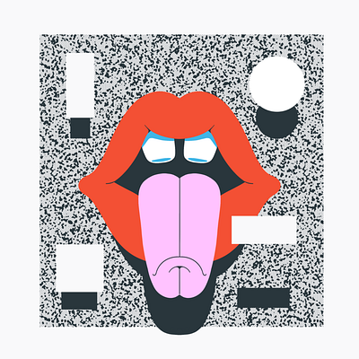 Lips II flat fun geometric illustration lips mouth sexy shapes texture tongue