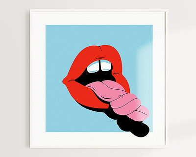 Tongue-tied Glicée Art Print art print flat fun glicée illustration lips mouth tongue