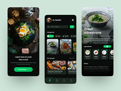 Recipe Book app design branding design figma home page illustrator ingredients logo menu minimal rating recipe ui ux vector