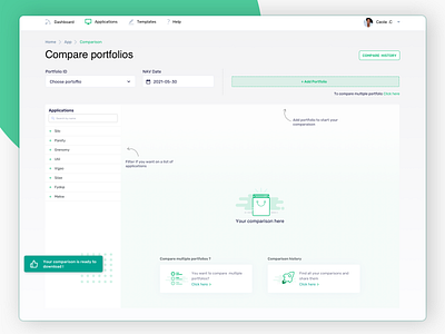 Comparison tool clean comparison empty state enterprise erp finance product design saas software ux ux designer web app