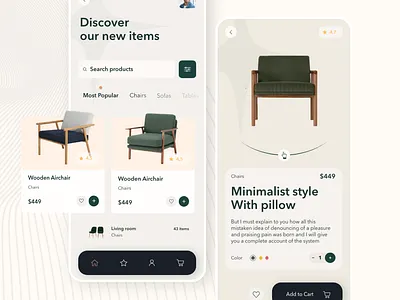 ux\ui design for mobile app app design branding design figma furniture furniture app minimal ui ux uxui mobile app