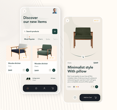 ux\ui design for mobile app app design branding design figma furniture furniture app minimal ui ux uxui mobile app