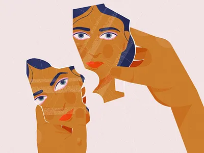 You are your own worst critic - editorial illustrattion adobe illustrator colorful creative design editorial editorial illustration female character illustration woman