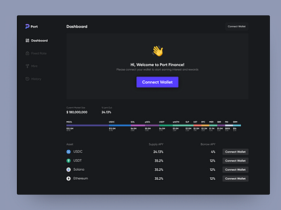 Port Finance Redesign Concept | Lending and Borrowing bitcoin blockchain borrowing clean crypto cryptocurrency dark decentralised defi ethereum figma finance free larix lending minimal port solana solend ui