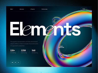 Elements 3d design digitalbutlers graphic design inspiration main screen minimal typography ui ux web web design