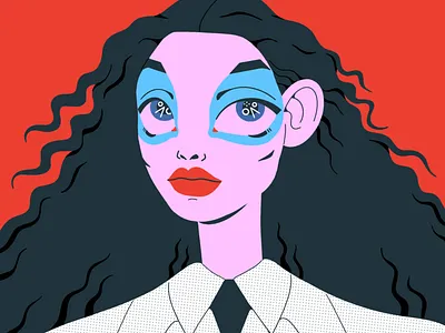 Portrait of a girl with blue eyeshadow fashion girl illustration make up portrait woman