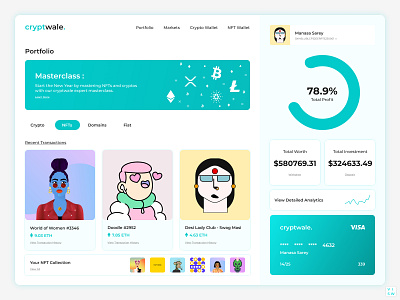 Cryptwale - A Complete crypto asset dashboard blockchain crypto cryptocurrency dao dashboard design finance minimal nft nfts token ui web web3 website