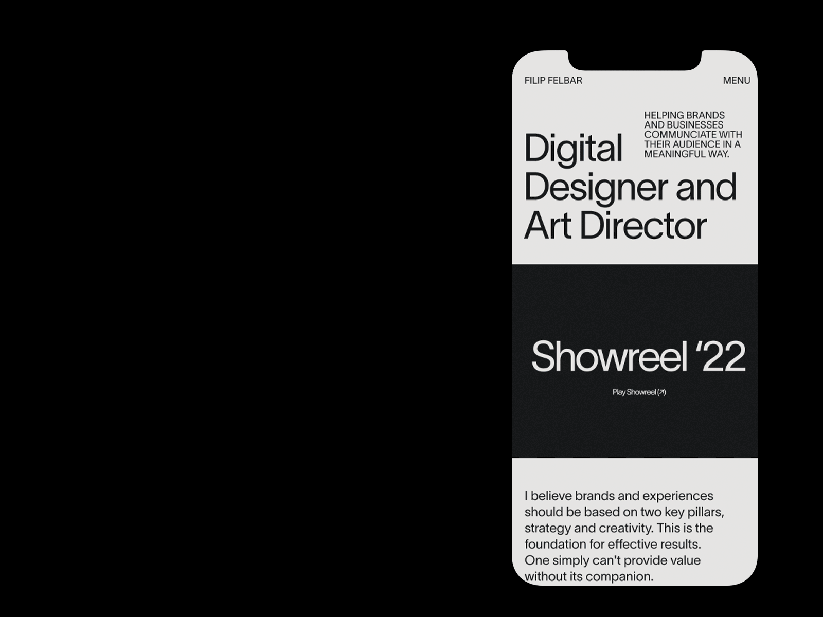 Filip Felbar - Portfolio '22 design digital digital designer figma graphic design minimalist mobile mobile design portfolio swiss typography ui design web web design white space