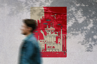 Poster Design on Energy abstract art campaign electricity energy global warming graphic design heatwaves illustraion line illustration minimalism pollution poster red save earth
