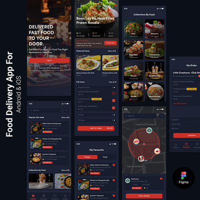 Food Deliver App Design app ui dark them deliver app food app food delivery app food order