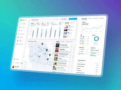 Sidebar Navigation Dashboard UI Design - Travel Platform animation design digital agency geotourist interface product design agency travel agency ui