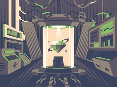 Capsule design flat illustration laboratory perspective perspective design science vector