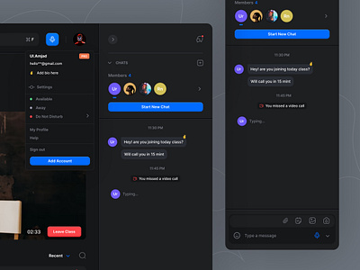 Education UI app chat clean concept dark dashboard design education illustration learn learning live menu message minimal ui ui design uiux web website