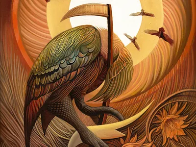 "Vultures" painting autumn birds carrion oil painting painting pop surrealism surrealism vulture vultures